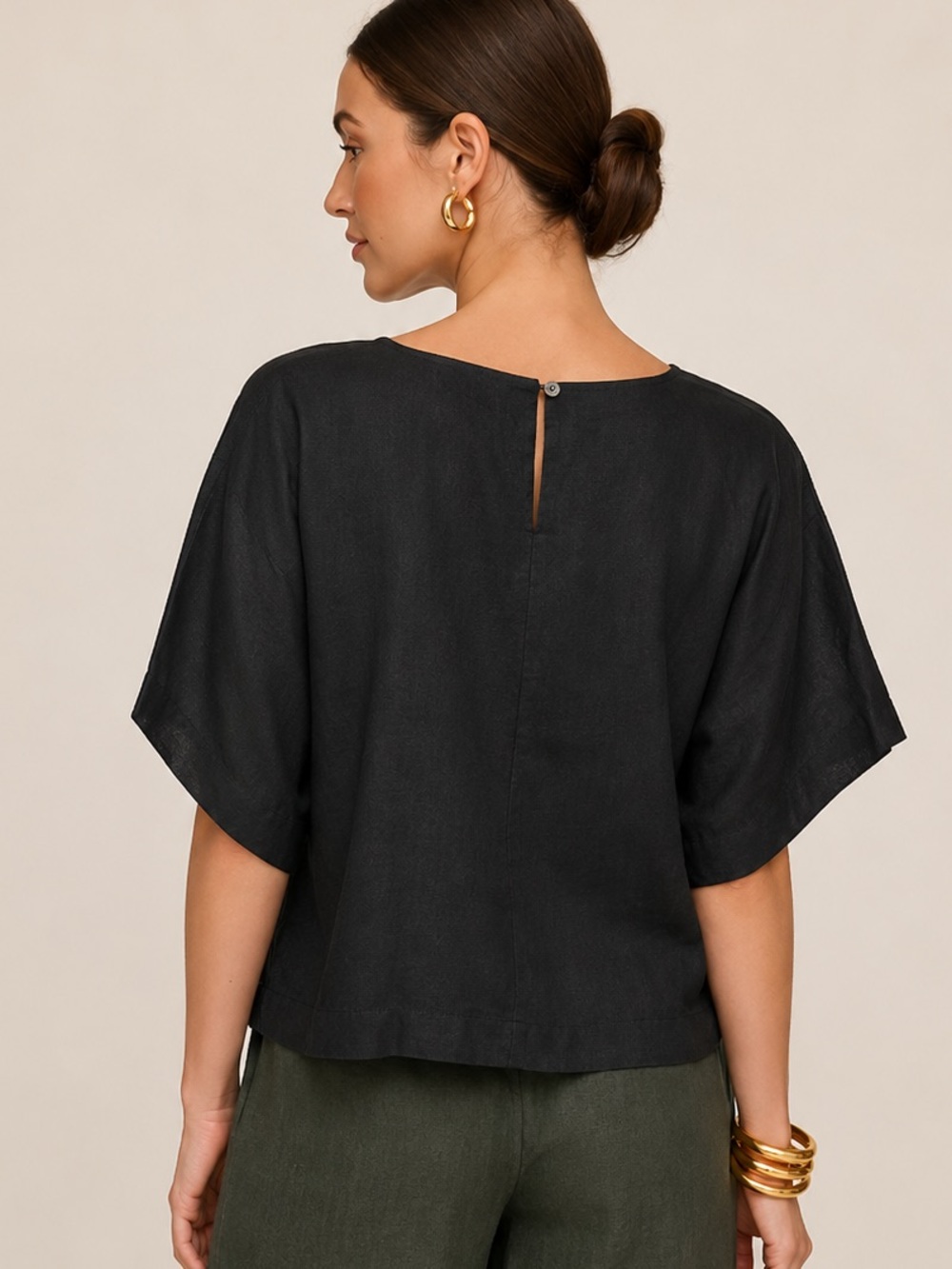 DKNY drop shoulder linen top M
